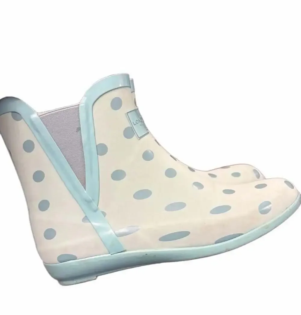 London Fog Piccadilly Rain Boots Mint Green Polka Dot Size 8M